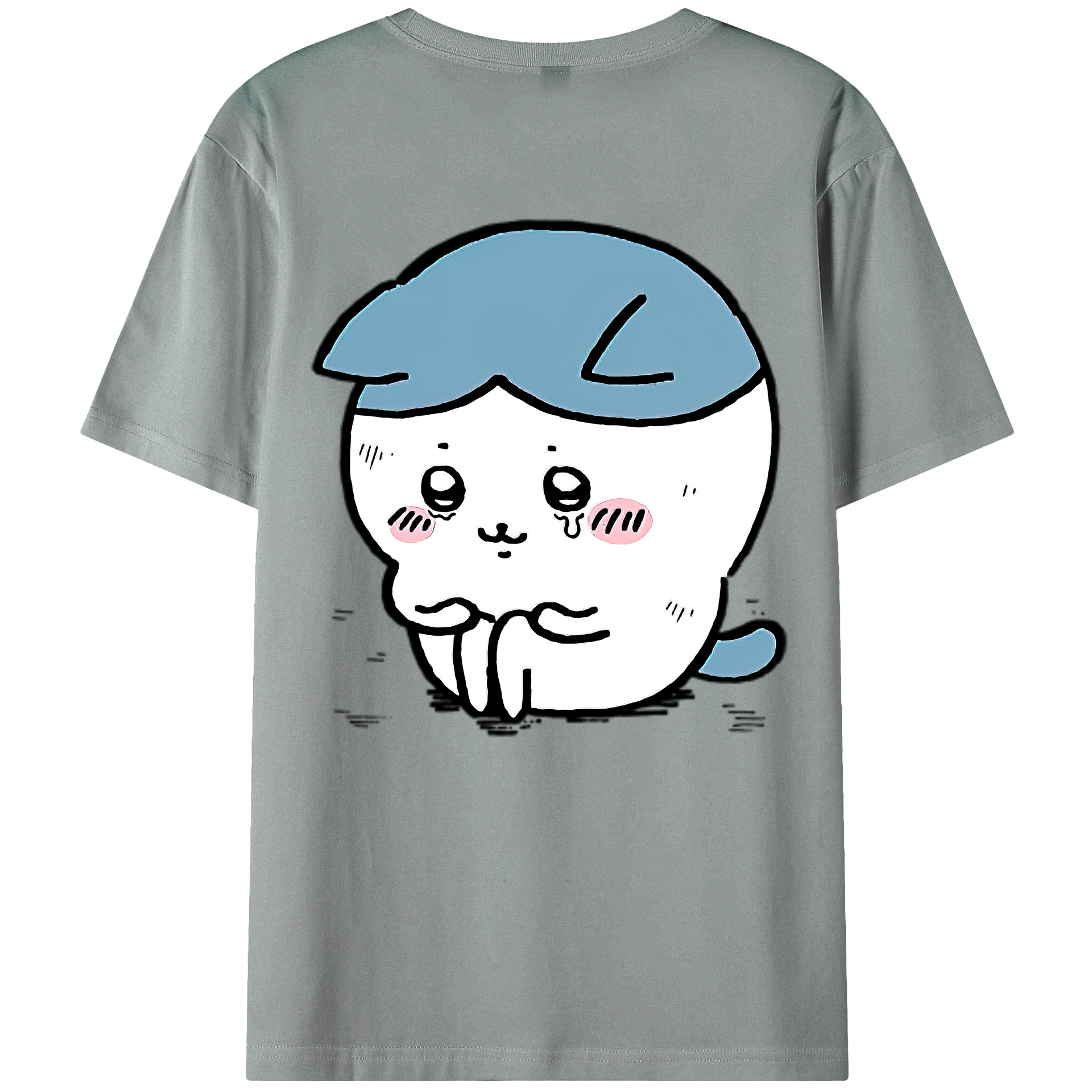 （画像用） ちいかわ ハチワレ Chii-kawa hachiware 綿100％ メンズ半袖Tシャツ（バックプリント） 通気性